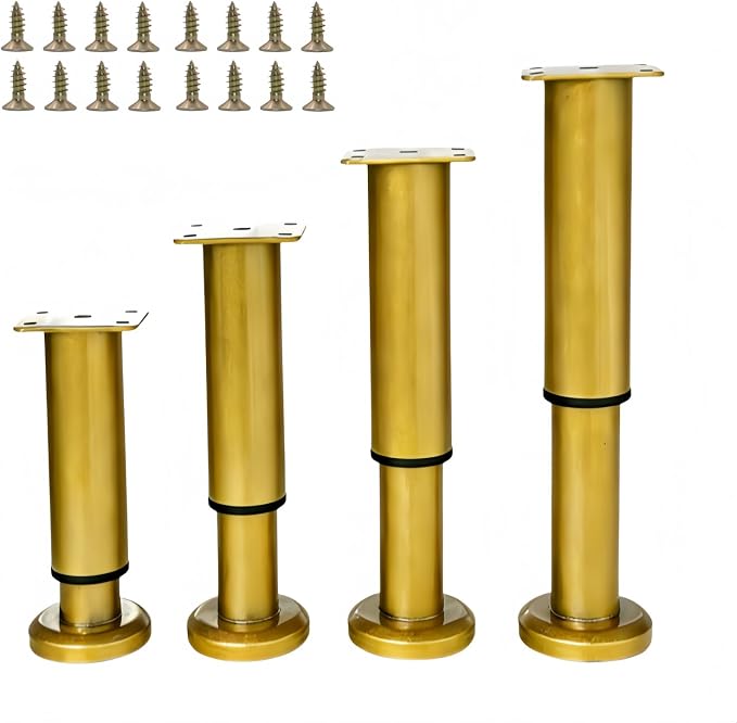 4PCS Adjustable 9.64-16.6 Inch Metal Furniture Legs Brass Furniture Replacement by SWTOOL