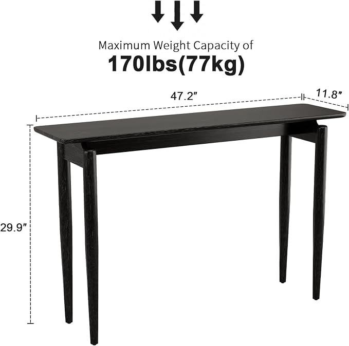 AQIMUELE Wood Console Table Black Entryway Table, Thin Console Table, Sofa - Image 2
