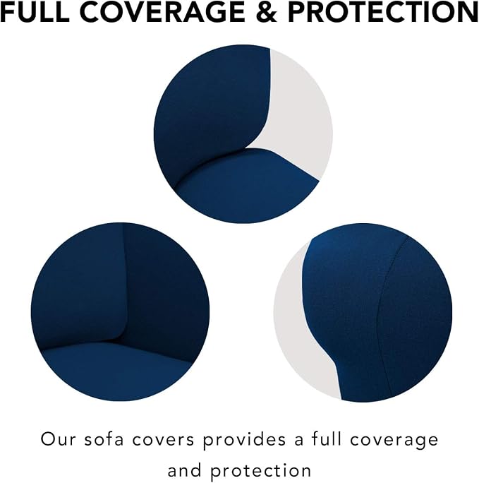 PureFit Stretch Couch Covers for Sofa Large Sofa Slipcovers Navy | 1-Piece - Image 3