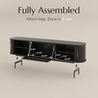 POVISON Fully-Assembled Mid Century Modern TV Stand, Sliding Tambour Door - Image 3