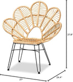 Maykoosh Bohemian Natural Brown Vintage Vogue and Black Metal Accent Chair - Image 3