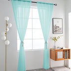 SpaceDresser Basic Rod Pocket Sheer Voile Window Curtain Panels Sky Blue 1 Pair - Image 2