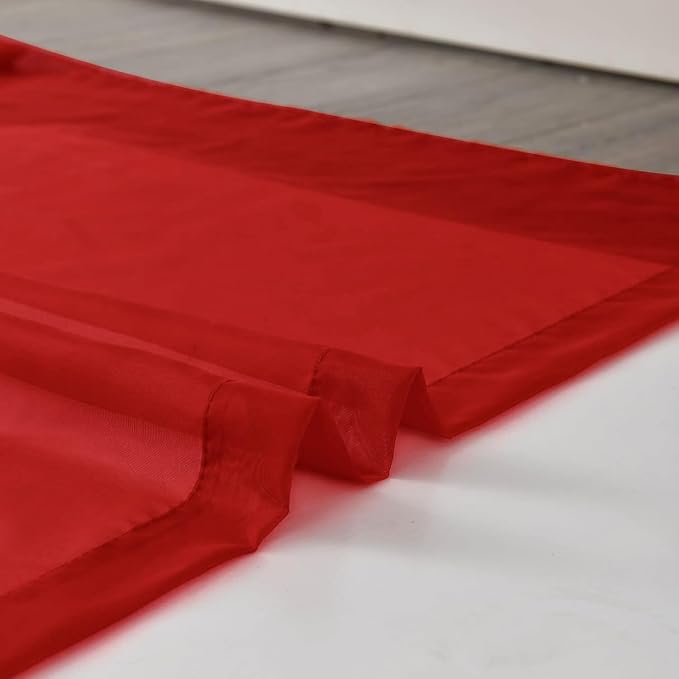 SpaceDresser Basic Rod Pocket Sheer Voile Window Curtain Panels Christmas Red 1 - Image 7