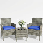 3 Piece Outdoor Patio Furniture Set, All-Weather PE Rattan Wicker Chairs by Garvee