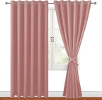 Room Darkening Curtains for Bedroom, 70 x 84 Inches, Dusty Rose | Thermal by Hiasan