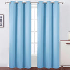 Sky Blue Blackout Curtains 34 x 84 Inch Length/Set of 2 Curtain Panels/Thermal by Lemomo