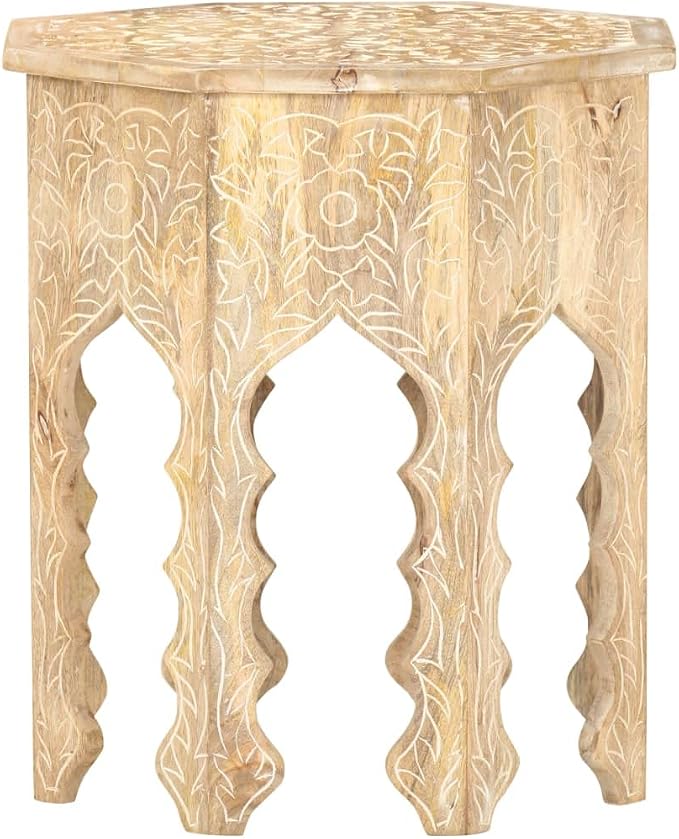 vidaXL Bohemian-Style Side Table in Solid Mango Wood - Image 5