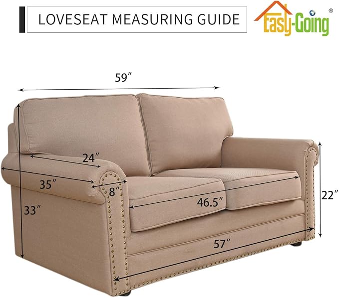 Easy-Going Stretch Loveseat Couch Covers Washable Greyish Green | 1-Piece - Image 6