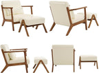Modern Accent Chair and Ottoman Set, Mid-Century Faux Leather Upholstered - Image 8