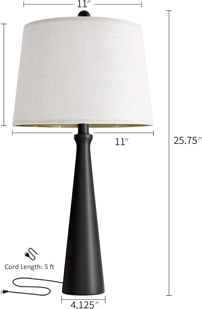 Oneach 25.75" Modern Table Lamp Set of 2, Bedside Lamps - Image 3