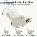 Swivel Rocker Recliner, Oversized Boucle Glider Recliner Nursery, Manual Swivel - Image 4