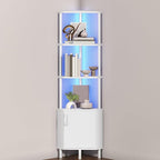 HOOBRO Corner Cabinet with LED Light, Corner Shelf Stand with Storage and Doors by HOOBRO