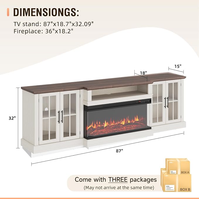 87" Farmhouse TV Stand with 36" Fireplace - Image 6