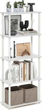 Furinno TURN-N-TUBE Storage Shelves, 5-Tier Book Shelf, Corner Shelf, Toolless by Furinno-FitsYourSpaceFitsYourBudget