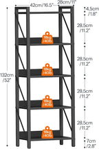 HOOBRO Bookshelf, 5-Tier Industrial Bookcase, Book Shelf Storage Organizer - Image 3