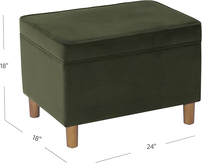 HomePop - Dinah 24" Storage Ottoman- Loden Green Velvet - Image 3