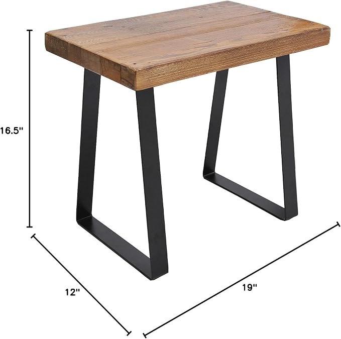 Home Soft Things Natural Old Pine Wood Rectangle Entryway Bench, Sturdy Hand - Image 3