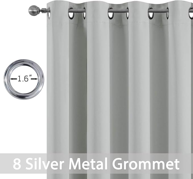 Yakamok Room Darkening Curtains 52x96 inch Length Light Grey-Living Room | 2 - Image 4