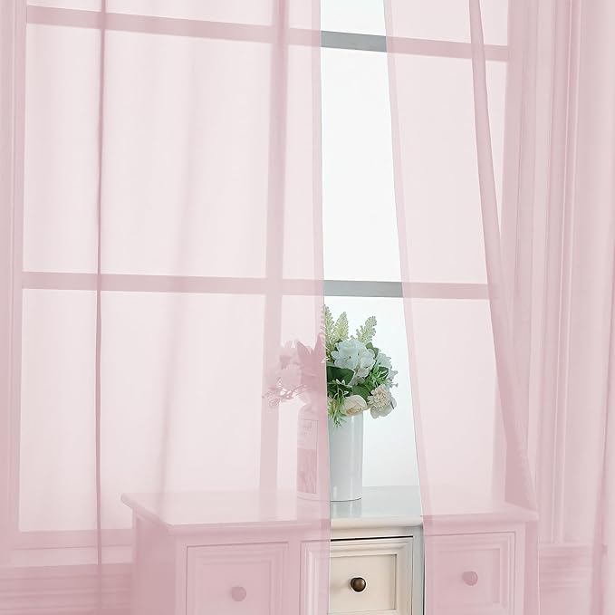 Blush Pink Sheer Curtains 84 Inches Long 2 Panels - Image 5