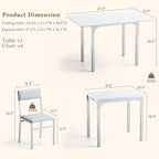 HUAHUU Dining Table Set for 4, Extendable Kitchen Table Cushion Chairs Set of 4 - Image 5
