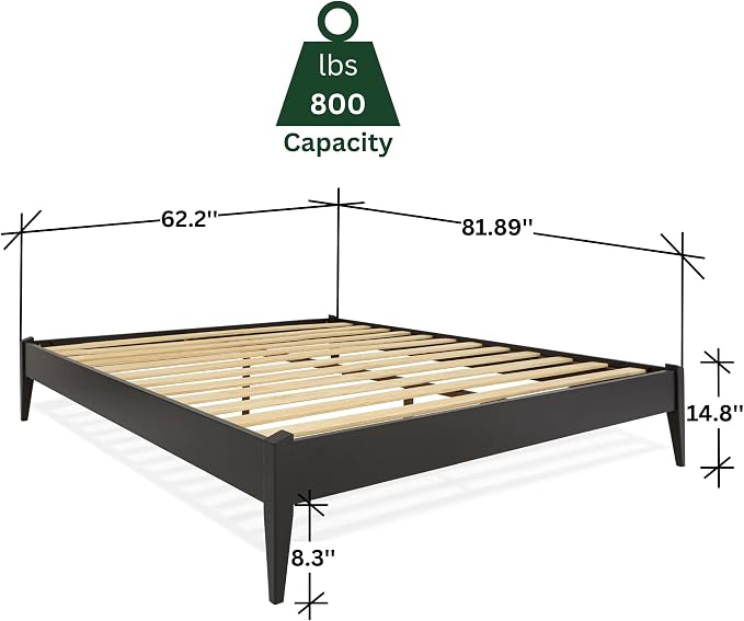 Bme Dinkee Queen Platform Bed Frame Wood 15 Inch - Image 2