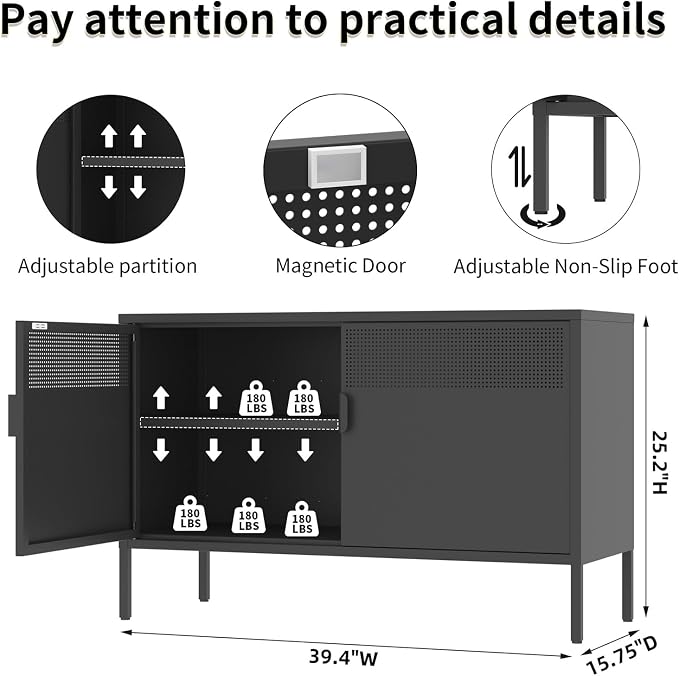 Black Metal Storage Cabinet - Image 2