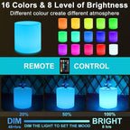 16-inch LED Cylinder Stool, Rechargeable Glowing Chair w/Remote, Dimmable 16 - Image 2