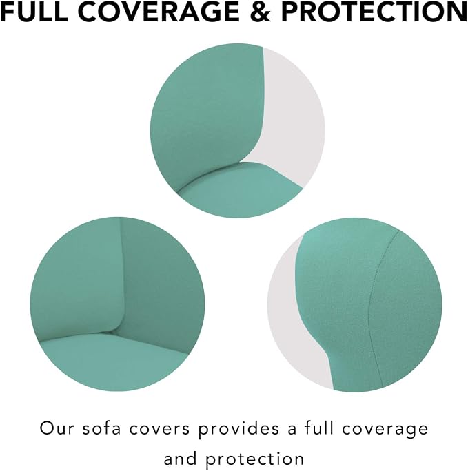 PureFit Stretch Oversized Couch Covers Fleece Sofa Slipcovers Cyan | 1-Piece - Image 3