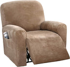 H.VERSAILTEX Velvet Stretch Recliner Couch Covers 4-Pieces Style Recliner Chair by HVERSAILTEX