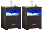 Nightstand Set of 2, Charging Bedside Table by FREDEES