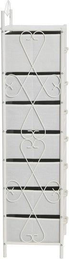 Household Essentials Scandinavian White Iron & Wood Tower Dresser - Image 5