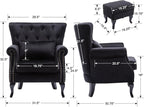 Mid Century Modern Accent Chair Upholstered Armchair Comfy Velvet Tufted - Image 2