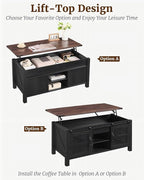 OKD 48" Farmhouse Lift Top Coffee Table - Image 5