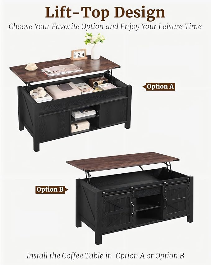OKD 48" Farmhouse Lift Top Coffee Table - Image 5