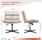 EMIAH Armless Office Desk Chair No Wheels PU-Padded Vanity Mid-Back Ergonomic - Image 3