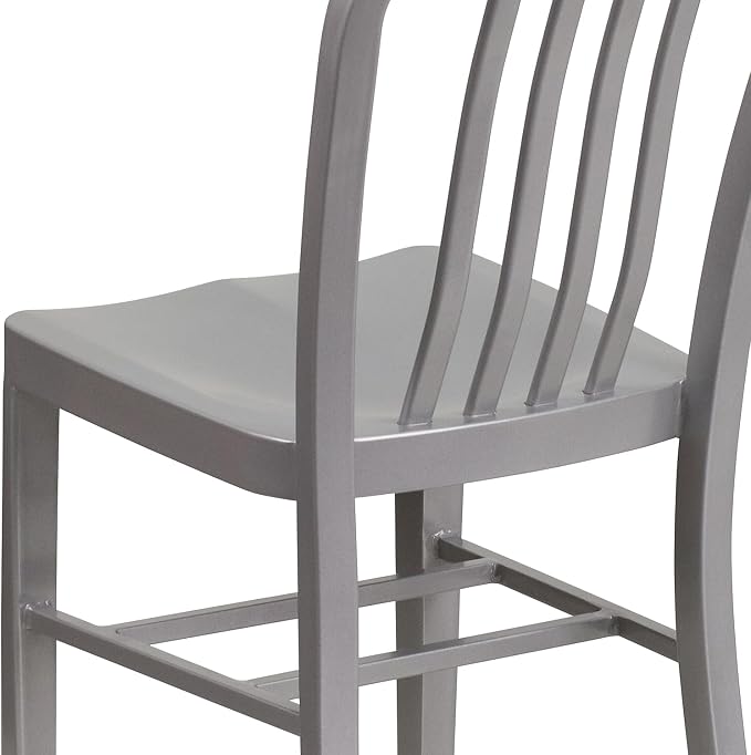 Flash Furniture Commercial Grade Silver Metal Indoor-Outdoor Chair - Image 6