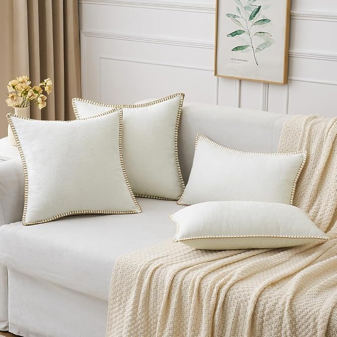 MIULEE Decorative Couch Throw Pillow Covers 20x20 Inch Pure White 2 Pack | - Image 5