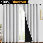 Yakamok Greyish White 100% Blackout Curtains 84 Inches Long, 2 Thick Layers | - Image 2