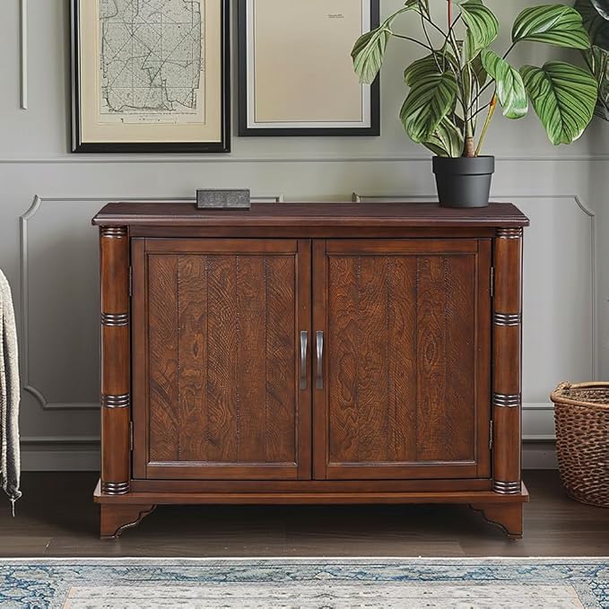 40" Solid Wood Buffet Storage Cabinet, Vintage Console Table - Image 7