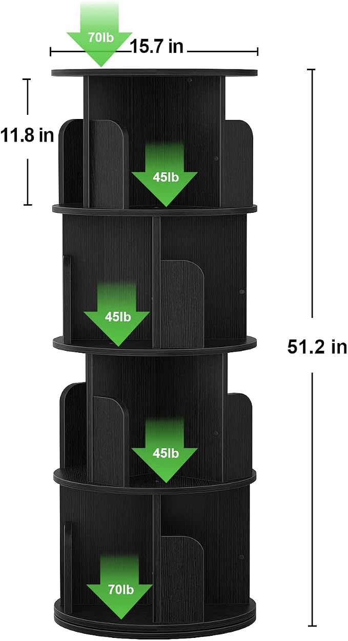 Aheaplus Rotating Bookshelf, 360 Revolving Bookshelf Tower - Image 3