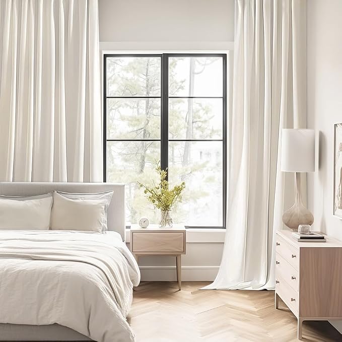 MIULEE Ivory Back Tab Blackout Curtains 52x96 Inch Long 2 Panels Set | Rod - Image 2