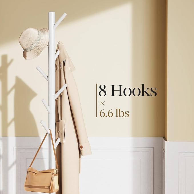 Pipishell Sturdy Wooden Coat Stand, 3 Adjustable Sizes Coat Tree - Image 2