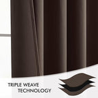 MIULEE Chocolate Brown Back Tab Blackout Curtains 52"x84" Long 2 Panels Set | - Image 7