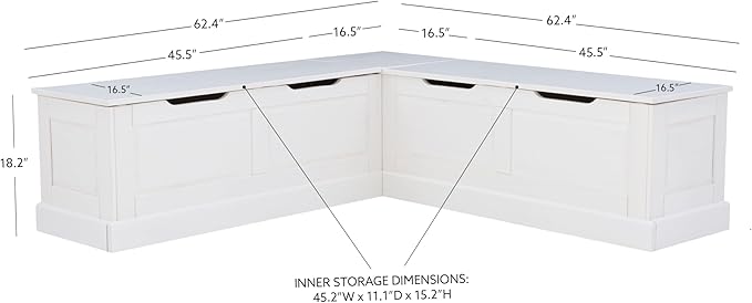 Linon Harris White Solid Pine Backless Nook - Image 5