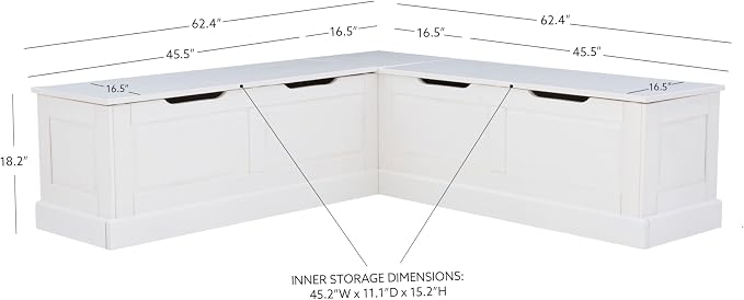 Linon Harris White Solid Pine Backless Nook - Image 2