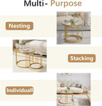 Garden 4 you Nesting Coffee Table, 23.6" Round Coffee Table Set of 2, Glass - Image 7