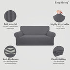 Easy-Going Stretch Oversized Loveseat Couch Covers Washable Grey | 1-Piece - Image 3