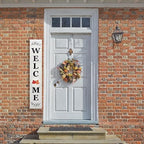 Perfnique Interchangeable Welcome sign for front porch standing, 47 x 7.9 Inch Black Wooden Leaner Sign with 10 Interchangeable Designed Icons, Modern Farmhouse Rustic Seasonal Decor for Spring Easter Fall Christmas (White) - Image 2