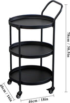 TRIROCKS 18 * 31" H Round Gold 3-Tier Rolling Bar Cart - Image 2