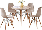 5-Piece Round Dining Table Set, Small 31.5" Kitchen Table Chairs Set of 4 Space by LECAFURHL